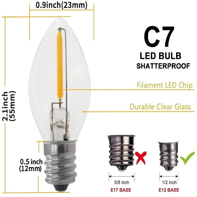 C7 E12 Filament LED-lampen