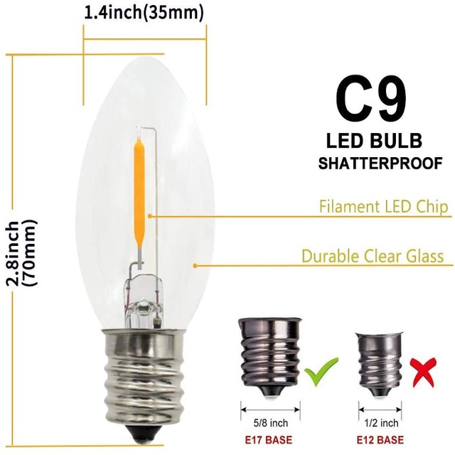 C9 E17 Filament LED-lampen